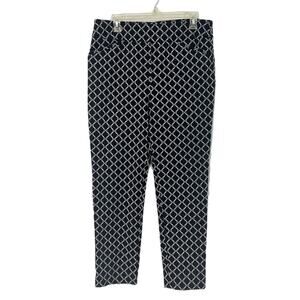 Chico's Women's Pants Sz 2.5 Large Black White Perfect Stretch Pull-On High Rise
